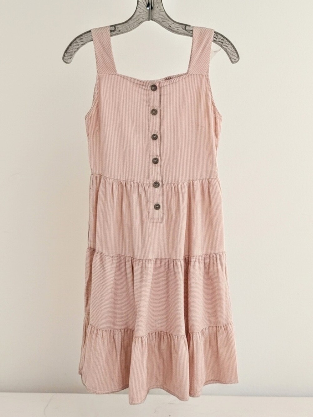 The Korner Red/White Cotton Striped Tiered Sundress XS